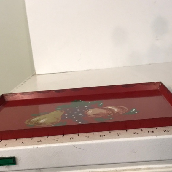 Unbranded VTG Hand Painted Red Tray Decorative Still Life Hand Painting Fruit - Picture 13 of 16